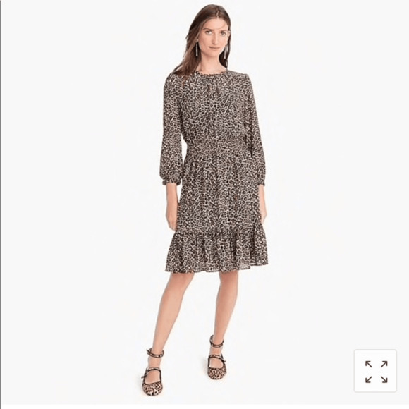 J. CREW Cinched Waist Dress in Leopard Chiffon long sleeve K4927 WOMEN'S 6 - Picture 9 of 9
